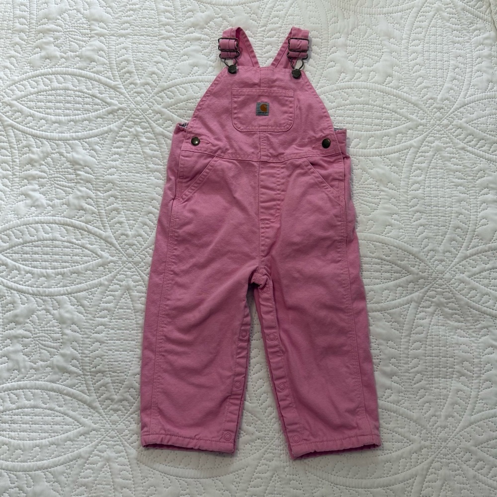 Carhartt size 24 mos. Kids Pink flannel Lined Overalls Pants